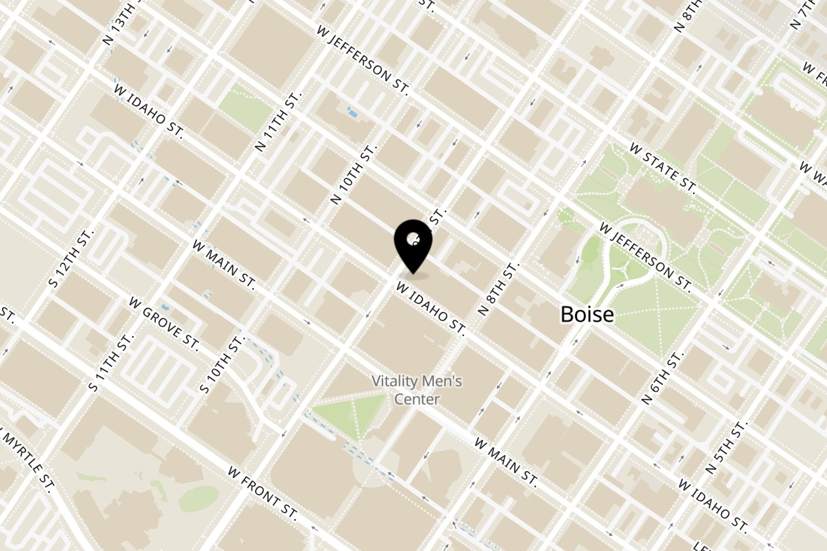 Map showing the location of Sarah's Bagel Cafe 840 W Idaho St on 840 W Idaho St in Boise